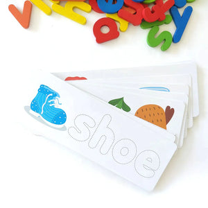 Kids Wooden Alphabets Spelling Learning Game + Free 4 Magic Practice Book Set