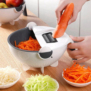 9 IN 1 MULTI-FUNCTIONAL KITCHEN WET BASKET VEGETABLE CUTTER WITH DRAIN BASKET