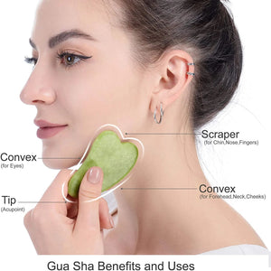 NATURAL STONE JADE ROLLER WITH GUA SHA SET FOR FACIAL MASSAGER
